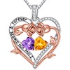 Iefil Rose Heart Birthstone Necklace Gifts for Women Mom Grandma,