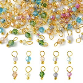 KitBeads 100pcs Random Faceted Glass Crystal Bicone Drop Charms for Jewelry Making - Bulk