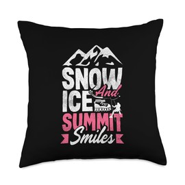 Ice Axe Power Glacier Climbing Apprel For Men Climbing Snow Ice Summit Smiles Funny Wall Climber Girls Throw Pillow, 18x18, Multicolor