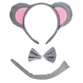 KGDUYC Headband with Mouse Ears, Animal Costume Set, Animal Fancy Dress Set, Ears, Headband, Tail, for Children, Cosplay, Birthday Party, Carnival, Christmas Party Supplies