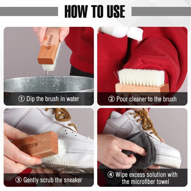 SILVERDEW 7PCS Shoe Cleaning Kit, 2 Bottles Shoe Cleaner, Deodorizer,