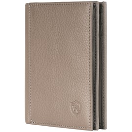 VON HEESEN® Men's Leather Wallet with Coin Compartment and RFID Protection, Genuine Leather Wallet for Men and Women, Wallet, taupe, With XL coin compartment