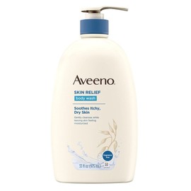 Aveeno Skin Relief Fragrance-Free Body Wash with Oat to Soothe Dry Itchy Skin, Gentle, Soap-Free & Dye-Free for Sensitive Skin, 33 fl. oz (Pack of 2)