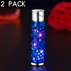 2PACK Blue and Silver Flowers Windproof Butane Jet Torch Lighter,Funny
