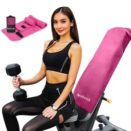 Vivva 2PC Set Microfibre Hooded Gym Towel with Zip Pocket, Quick Dry Super Absorbent Sweat Towel for Exercise Bench Training Workout, Lightweight for Fitness, Sports, Beach, Travel, Camping (Hot Pink)
