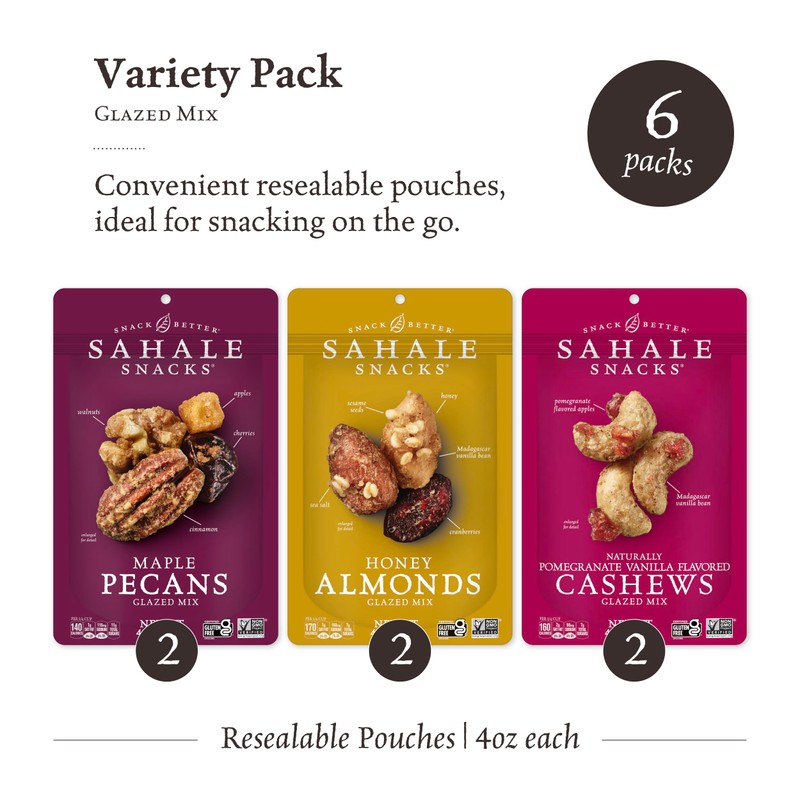Sahale Snacks Glazed Nut Mix Variety Pack, 4 Ounces (Pack