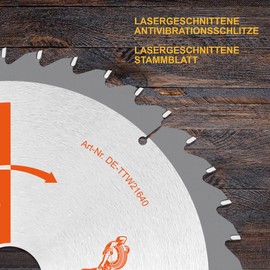 TWIN-TOWN HM Circular Saw Blade Wood 216 x 30 mm Z40, Reducing Ring 20 mm, Ideal for Lumber, Natural Wood, Hardwood, Formwood Fibreboard, Glued Wood for Sawing with Mitre Saw and Table Saw