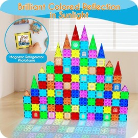 MikiBlue Magnetic Building Tiles Set for Kids, 60 PCS Magnetic Blocks Shapes Toys Colorful Clear 3D Magnetic for Boys and Girls Enhance Creativity & Learning magnetic  tiles magnet  tiles