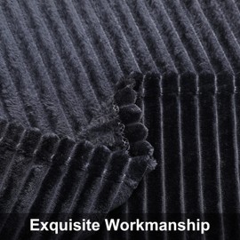 NTBAY Plush Flannel Oversized Baby Blanket, 50X60 Inches Soft and Warm Toddler Blanket with Striped Texture Nursery Bed Blanket for Stroller, Crib, Travel, Baby Gift, 50"x60", Black