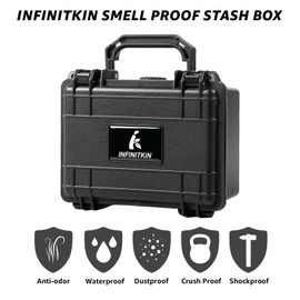 INFINITKIN Smell Proof Box – Portable Smell Proof Storage Box with Combination Lock, Airtight & Waterproof, Includes Pocket Scale & Accessories for Home, Travel & Camping