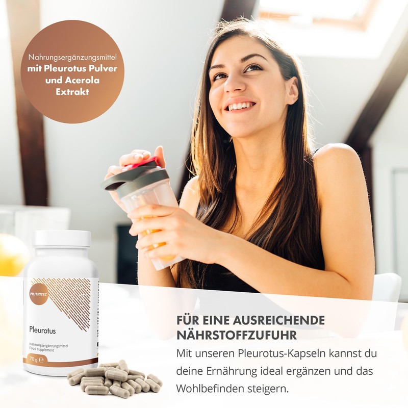 Nutritec Nutritec Pleurotus Vitalpilz 120 Kapseln hochdosiert, Nahrungserg?nzungsmittel mit Acerola