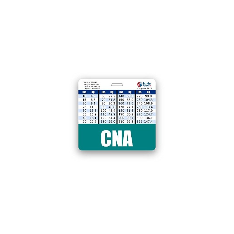 CNA Badge Buddy Horizontal w/Height & Weight Conversion Charts (Teal)