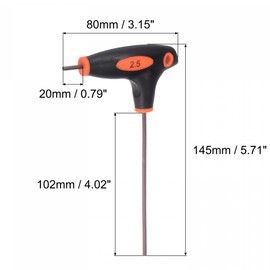TA-VIGOR 1Pcs 2.5mm T-Handle Hex Key Wrench, Dual-End T-Bar Metric Allen Wrench Tool, S2 Steel for Bike, Furniture, and Mechanical Repair