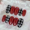 Red Check Handmade Nail Tips - Square M / 레드