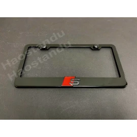 License Plate Frame Shop 1x Black Trim "S SPORT LOGO" 3D Emblem Badge BLACK Stainless License Plate Frame