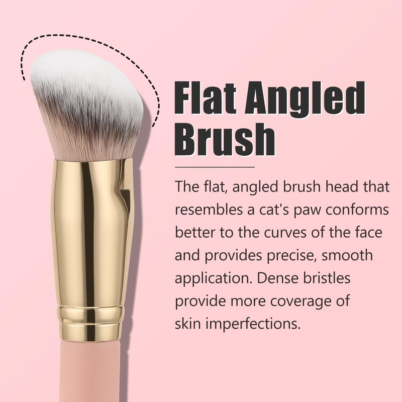 TEOYALL Flat Angled Foundation Brush, Large Dense Synthetic Bristles Kabuki