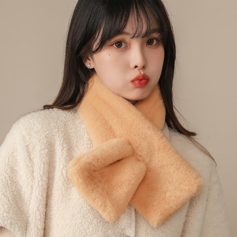 TASOGARA Women's Scarf, Cute, Plain, Fluffy, Cold Protection, Fluffy, Casual,