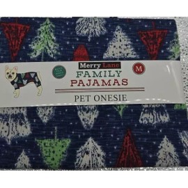 Merry Lane Dog Christmas Pajamas - Blue Trees - Medium