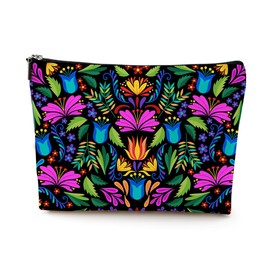 LONGXIN Mexican Fiesta Cosmetic Bag Small Makeup Bag Travel Toiletry Makeup Organizer Zipper Pouch Day of The Dead Dia De Los Muertos Cinco De Mayo Decorations