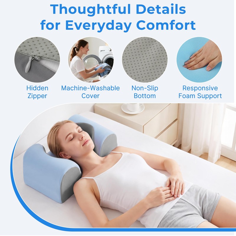 Piercing Pillow for Back Sleeper, Contour Ear Pillow for Back