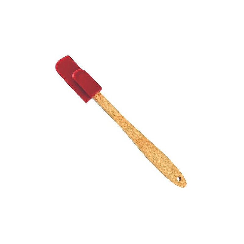 CybrTrayd , Red Silicone Wood Handle Mini Spatula, One Size