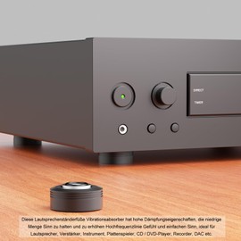 Monosaudio 4 x HiFi Speaker Stands Feet HiFi Spikes Pad Device Feet Aluminium Shock Absorber Feet Absorber Feet HiFi Coaster for Amplifier Turntable Subwoofer (Black, SP5020)