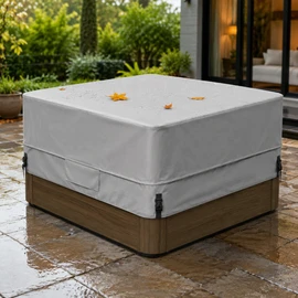 Square Waterproof Hot Tub Cover with Drawstring, Multiple Size Options