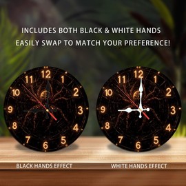 Lancholy Gothic Spider Clock Wall Decor Home Ornament 10-Inch Wooden Wall Clock, Silent Movement, Battery Operated (AA Batteries Not Included), Artistic Home Decor, Perfect for Home Accents