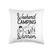 Weekend Camping Warrior Tent Minimalistic Throw Pillow