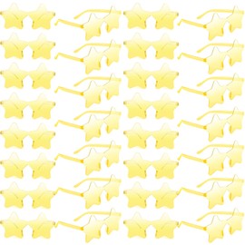 BOUBONI 10/20/30/40 Pack Star Sunglasses Rimless Transparent Pentagram Shaped Sunglasses Bulk Party Favor Glasses for Women (40, Yellow)