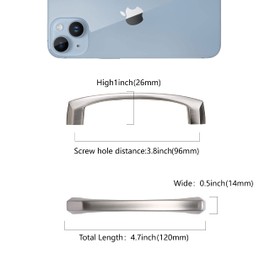 COTYKILEY 10 Pack 3.75Inch(96mm) Brushed Satin Nickel Kitchen Cabinet Handles Silver Cabinet Pulls Cabinet Door Handles Kitchen Cabinet Hardware