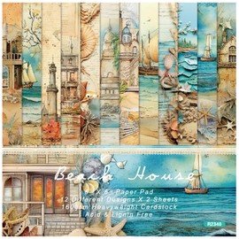 Beach House Scrapbook Paper Pad - 6x6 Sea Themed Travel & Vacation Scrapbooking Supplies Paper for DIY Decorative Background Cardmaking Art Journaling Planner Origami Crafts
