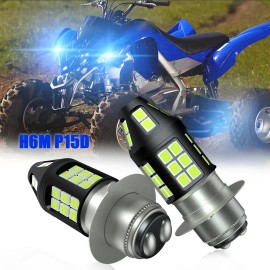 SHENKENUO 2X P15D H6M LED Headlight Bulbs For Yamaha Banshee 350 YFZ350 1988-2006 8000K