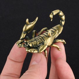 TEAMWILL Small Retro Brass Scorpion Figurine Brass Scorpion Statue House Office Decor Pen Holder
