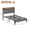GAOMON Full Bed Frame with Charging Station, LED Bed Frame