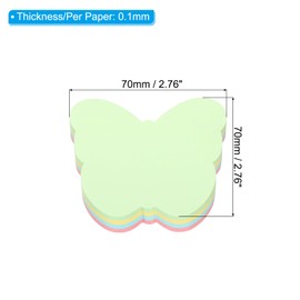PATIKIL 2.7 x 2.7 Inch Butterfly Shape Sticky Notes, 6 Pads Cute Self-Stick Memo Pads Bright Colorful 100 Sheets/Pad for Home Office, 4 Colors