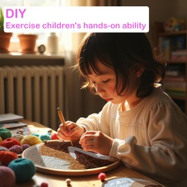 57lilina 6pcs Footprint Punch Needle Coaster Kit for Kids Beginners Adults, Complete Punch Needle Stitching Embroidery Art Coasters Kit for Kids Adult Beginner Punch Needling Coaster