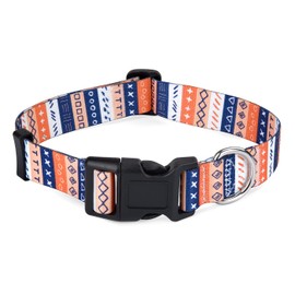 Mihqy Dog Collar, Adjustable, Soft and Comfortable Dog Collar, Bohemian, Flowers, Geometric, Tribal Design, for Small, Medium and Large Dogs (Colourful Symbols, S)