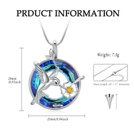 Hummingbird Crystal Urn Necklace for Women Ashes Stainless Steel Bird Pendant Cremation Ashes Necklace for Human Pets