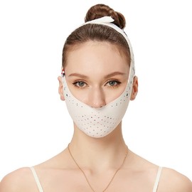 Serena.H Vendaje Adelgazante Facial Moldeador En V, Cinturón De Relajación Y Elevación, Banda De Masaje Para Reducir La Papada Y Adelgazar El Rostro (Blanco) Blanco