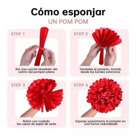 PARTY SPECIAL 6 Pompones Flor Papel Decoracion Fiesta Adorno Xv Años Cumpl