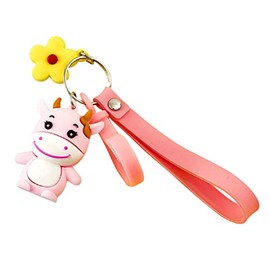 TCO Cartoon Cute Cow Key Chain Pendant Accessories (Pink), Medium