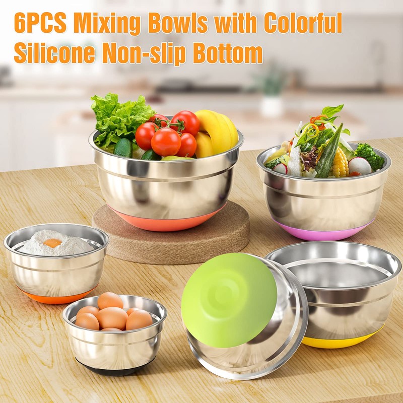 600W Electric Hand Mixer with 6 Piece Mixing Bowls with