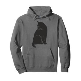 Minimalist Cute Black Cat Owner Feline Art Kitten Lover Pullover Hoodie