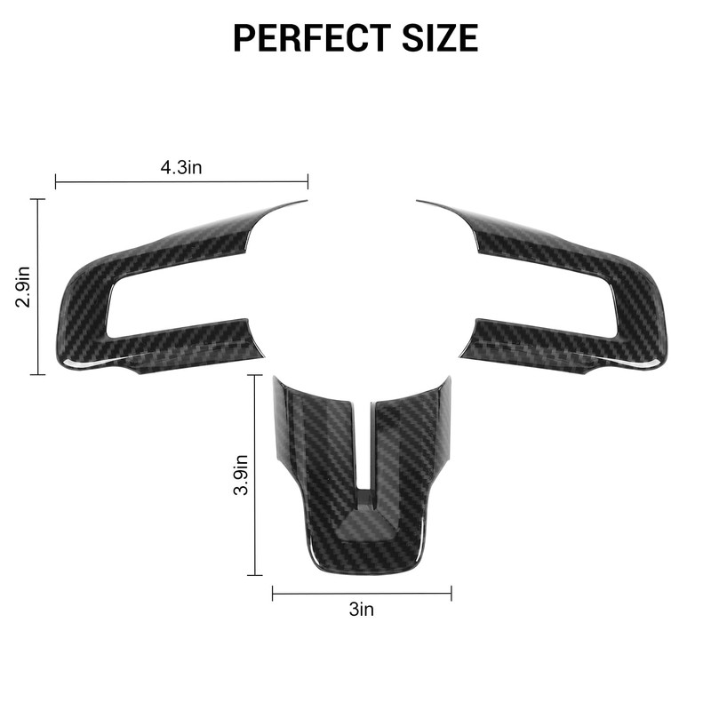 Jimen Compatible with Ford Mustang 2015-2023, Steering Wheel Cover Trim