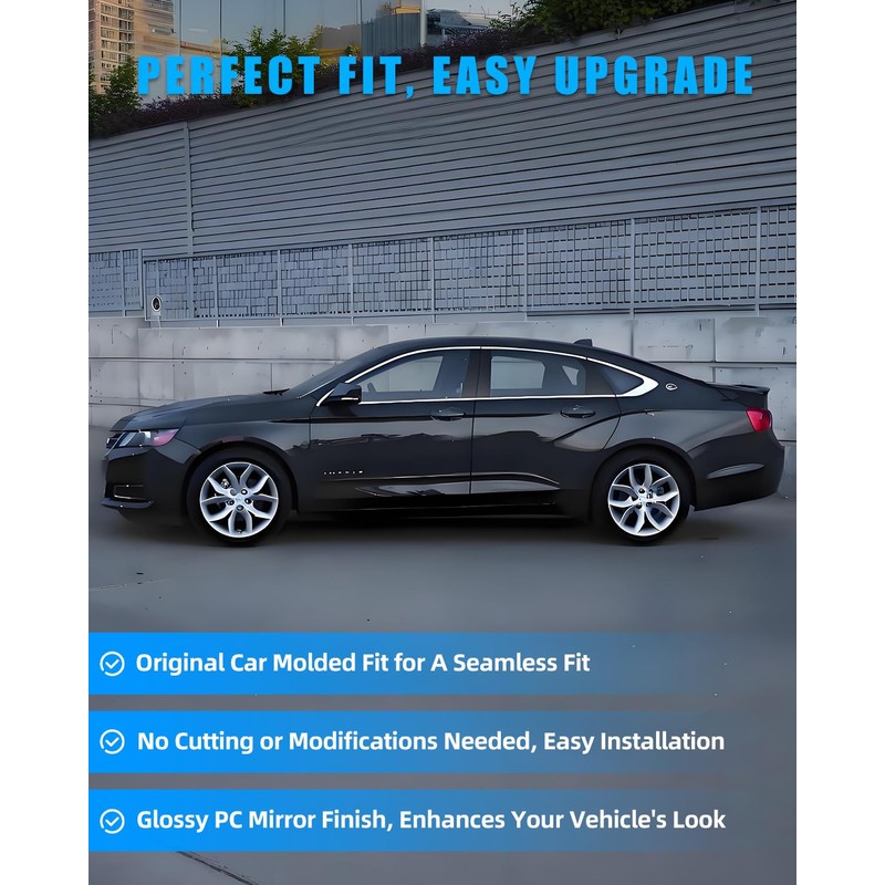 DYNVEX Door Window Trim for Chevy Impala 2014-2020, Glossy Black