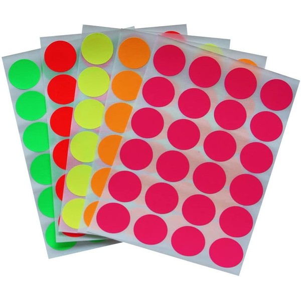 Royal Green Colored dots 25mm - Color Coding Labels in Neon Colors 1 inch - 240 Pack