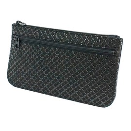 Indenya 4407-01-179 Inden No. 6 Pouch, Deer Leather, Black Background x Black Lacquer, Cloisonne Connected Pattern, black