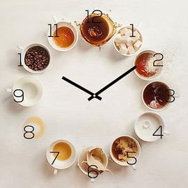 Wall Clock 30 x 30 cm Aluminium Dibond Kitchen Clock Coffee Cups Aluminium Picture Clock Wall Decoration Kitchen Aluminium Decoration Kitchen Decoration