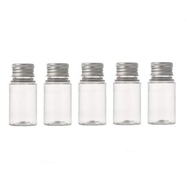 6 Empty Refillable Clear Plastic Bottles with Aluminum Screw Cap Small Containers for Essential Oils Powder Cream Size 15ml